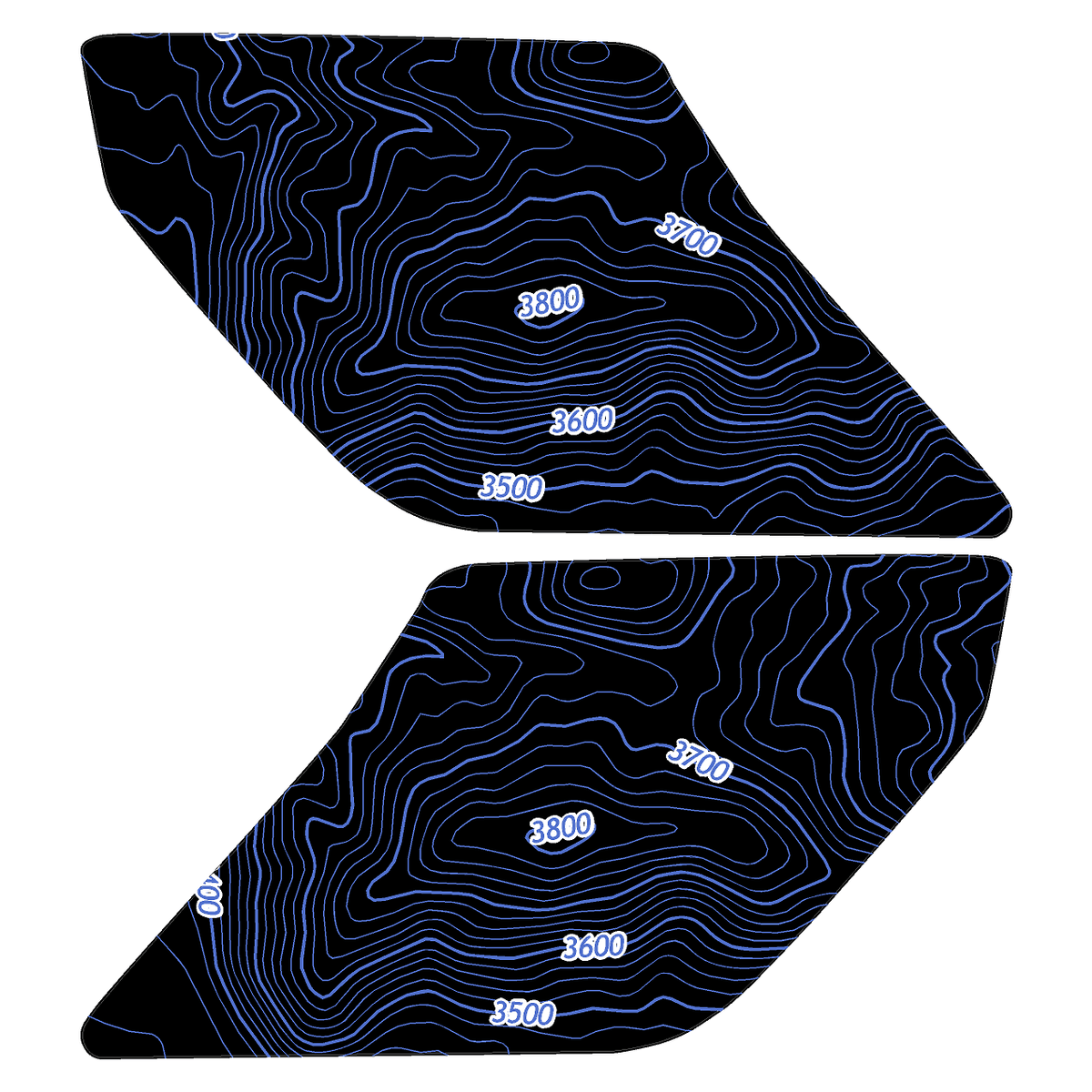 Topo Interior Sun Visor Overlays (Printed Series) - 2021+ Bronco (NO Homelink)