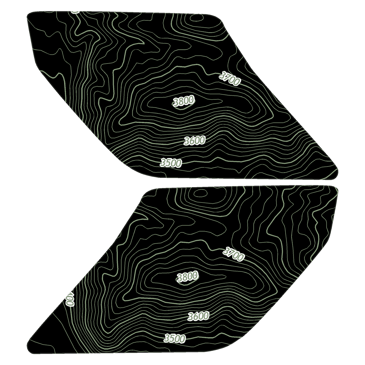 Topo Interior Sun Visor Overlays (Printed Series) - 2021+ Bronco (NO Homelink)