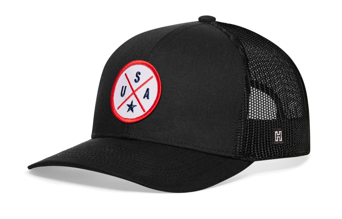 USA X Trucker Hat | White-Red-Blue America Snapback