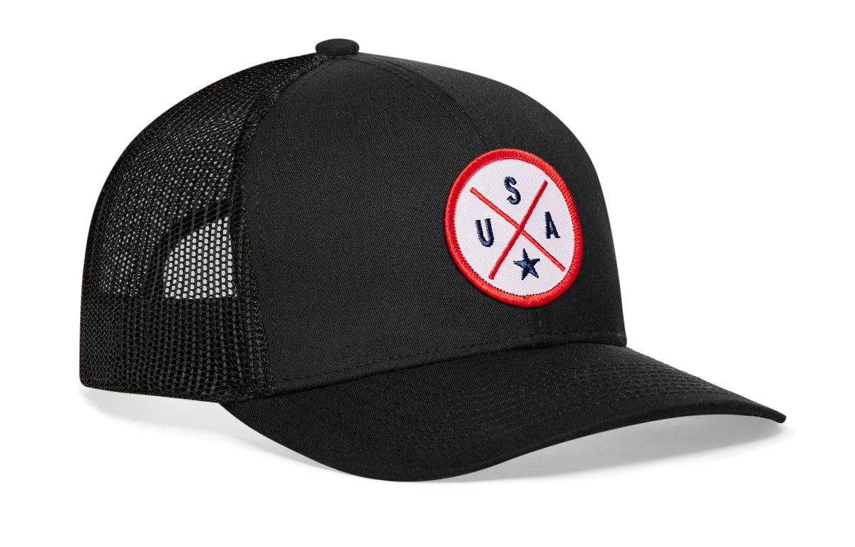 USA X Trucker Hat | White-Red-Blue America Snapback