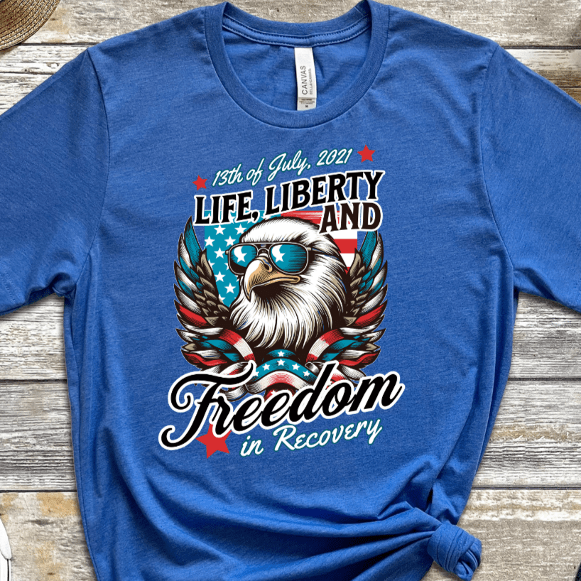 Vintage Recovery T-Shirt | Inspiring Sobriety | Life, Liberty & Freedom
