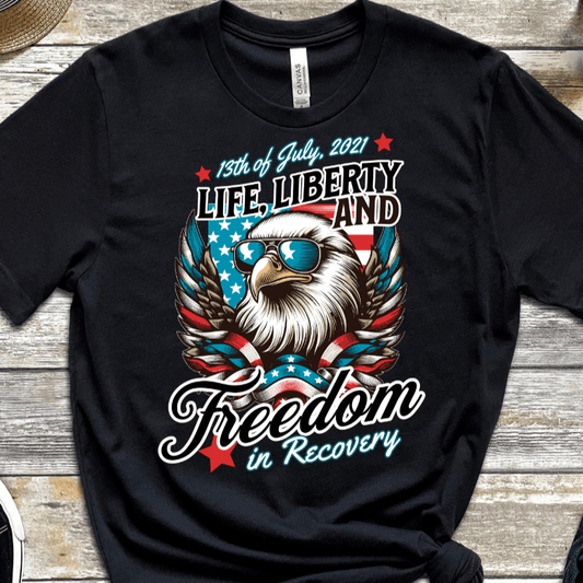 Vintage Recovery T-Shirt | Inspiring Sobriety | Life, Liberty & Freedom
