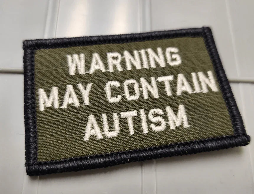 As Seen on Socials - Warning May Contain Autism - 2x3 Patch - Olive Drab w/Desert Tan