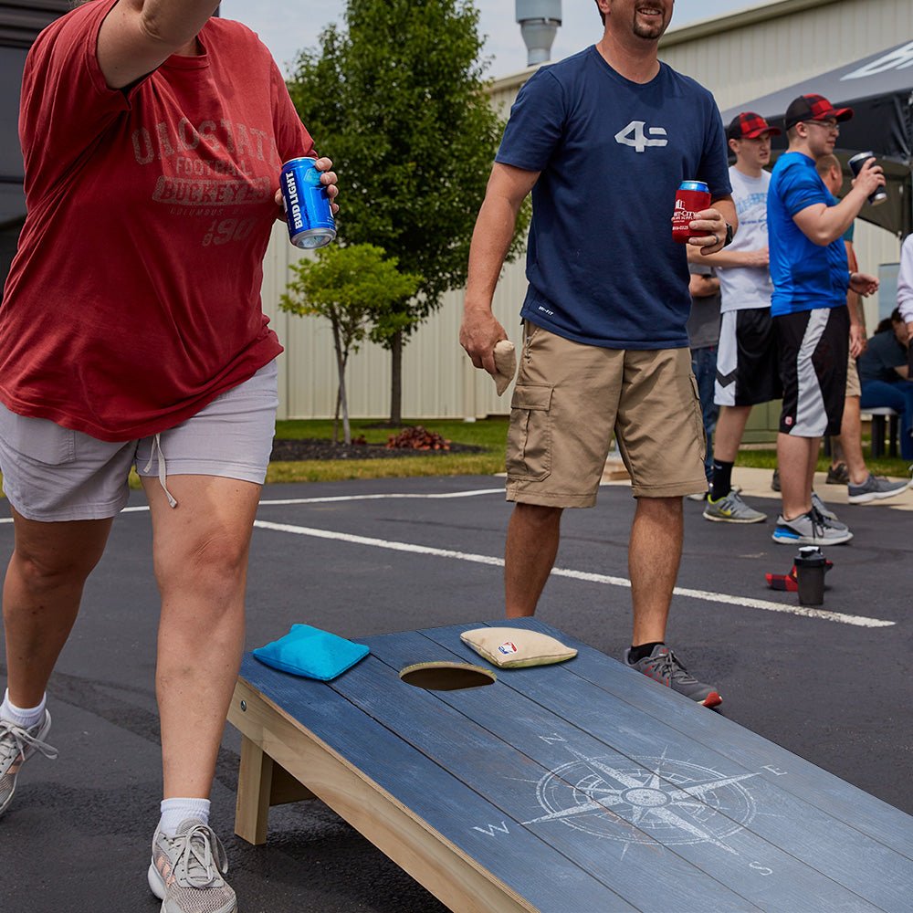 Weathered Wood Compass Star Cornhole Boards