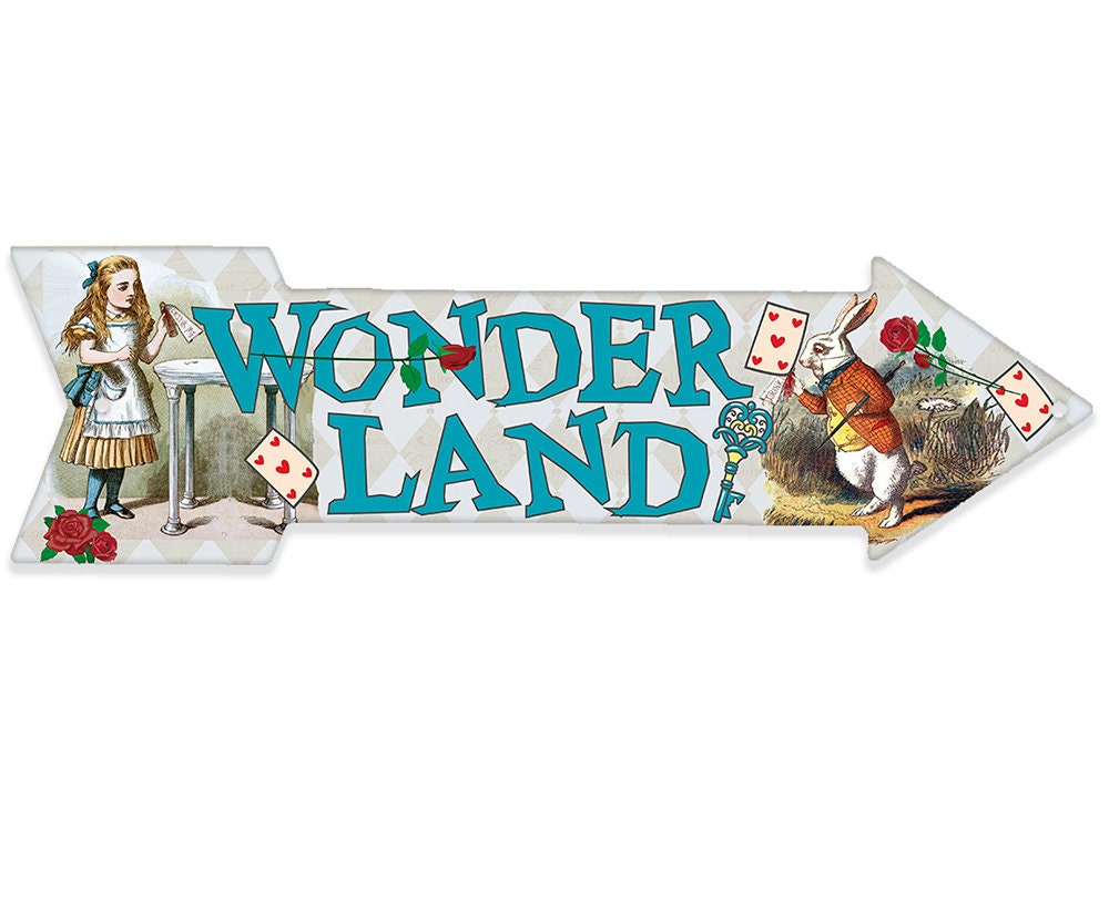 Wonderland - Directional Arrow - Metal Sign
