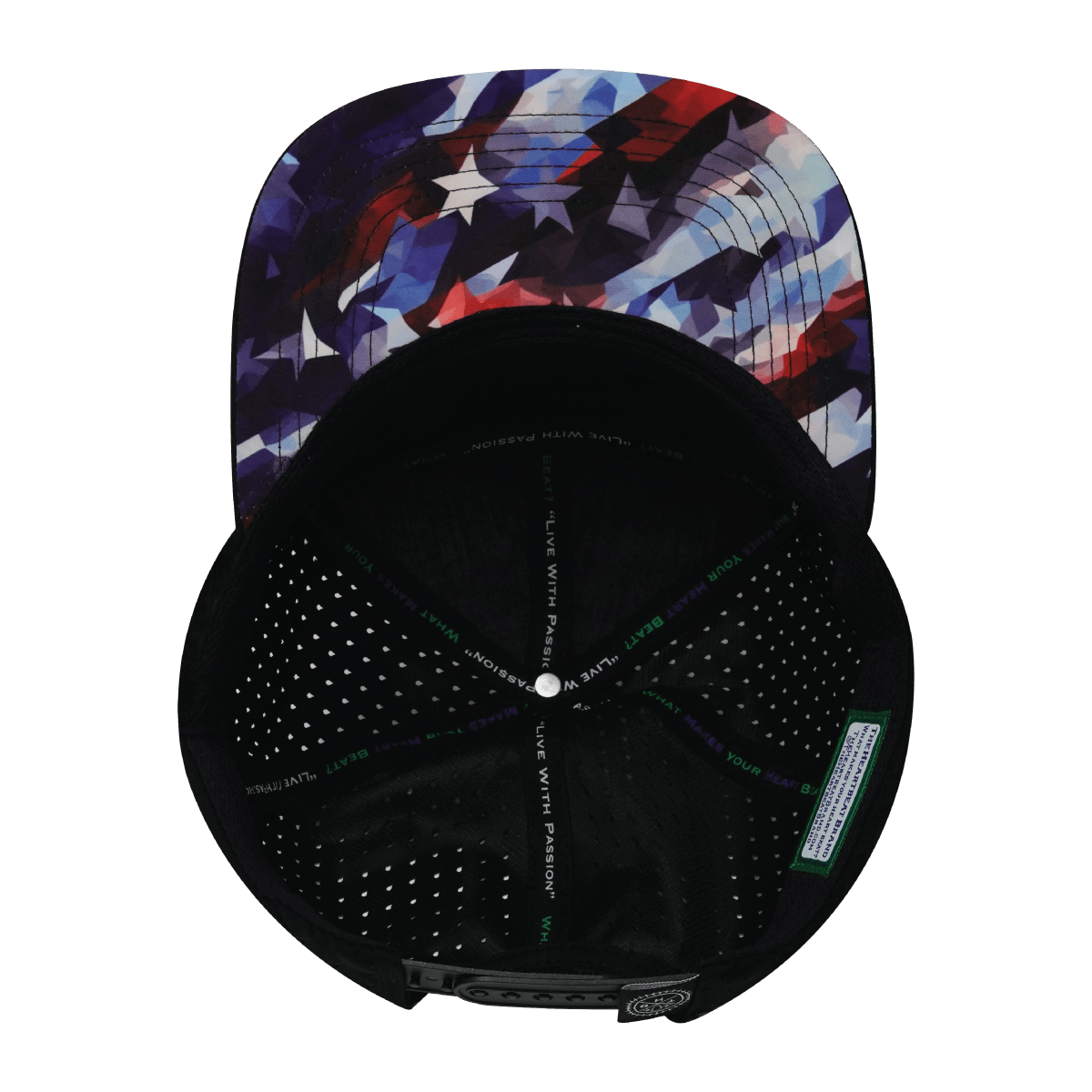 Youth Color Vibes Hat - Flat Bill - Geo Flag - Black / White - Laser Mesh