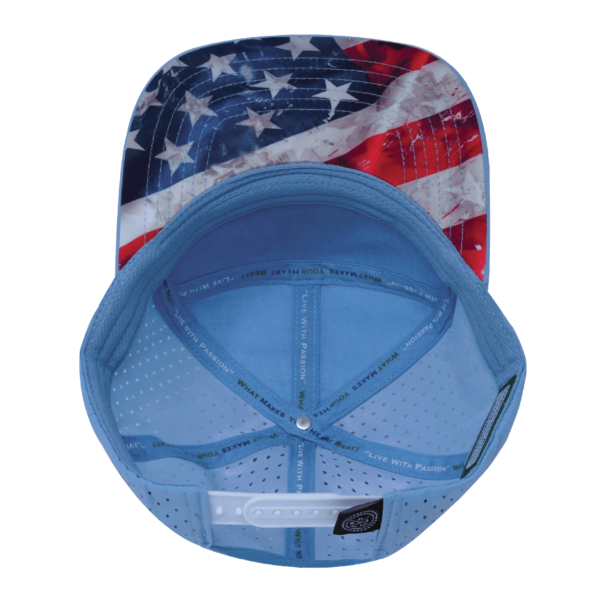 Youth Color Vibes Hat - Flat Bill - Rugged Flag - Baby Blue / White - Laser Mesh