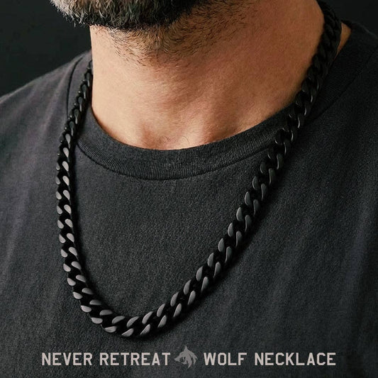 Never Retreat Alpha Wolf Cuban Link Necklace: Helps Pair Veterans With A Service Dog Or Shelter Dog -Faire