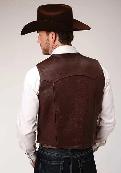 Roper Cow Nappa (Brown) - Men's Leather Vest