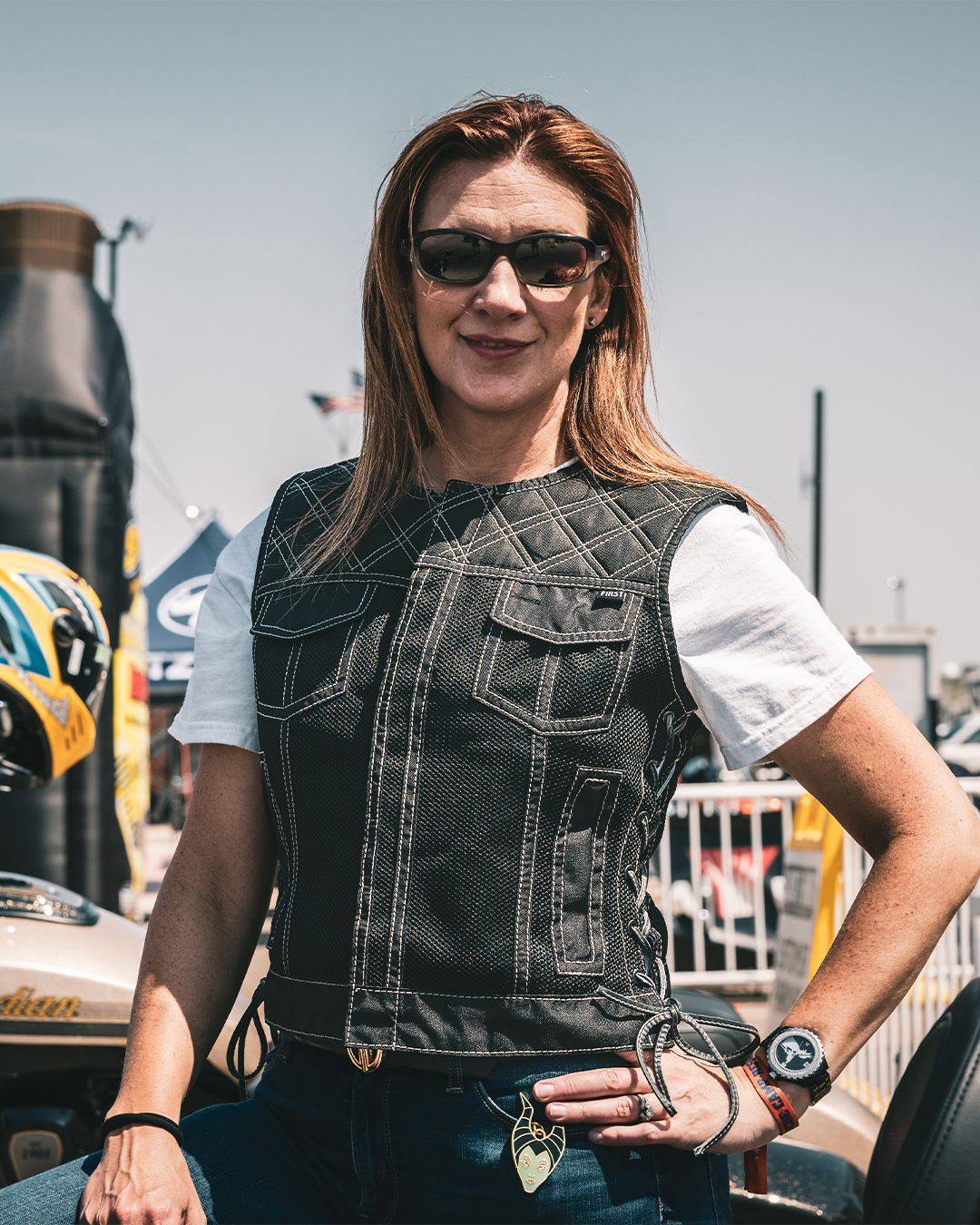 Bonnie Moto Mesh Women's Motorcycle Vest - Diamond Quilt