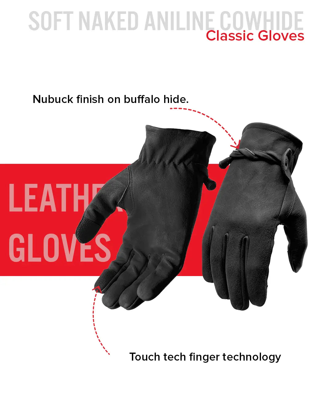 Ranch Men's Motorcycle Leather Gloves