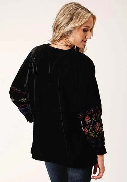 Roper 1421 Floral Velvet (Black) - Women's Jacket