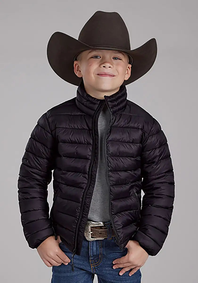 Roper Boy's Lightweight Puffer Coat (Black) - Children's Jacket