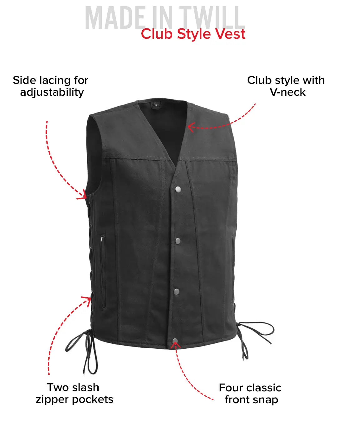 Lone Star Men's Motorcycle Twill Vest