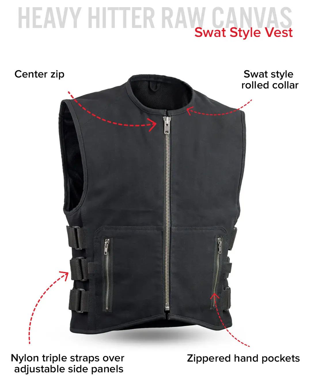Knox - Men's Motorcycle Swat Style 20oz. Canvas Vest