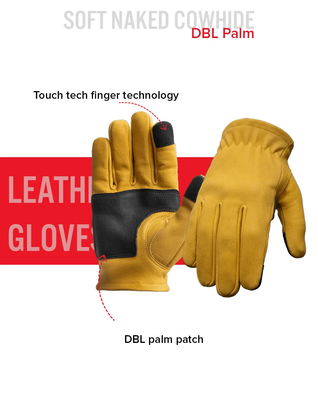 Roper DBL Palm Men's Motorcycle Leather Gloves