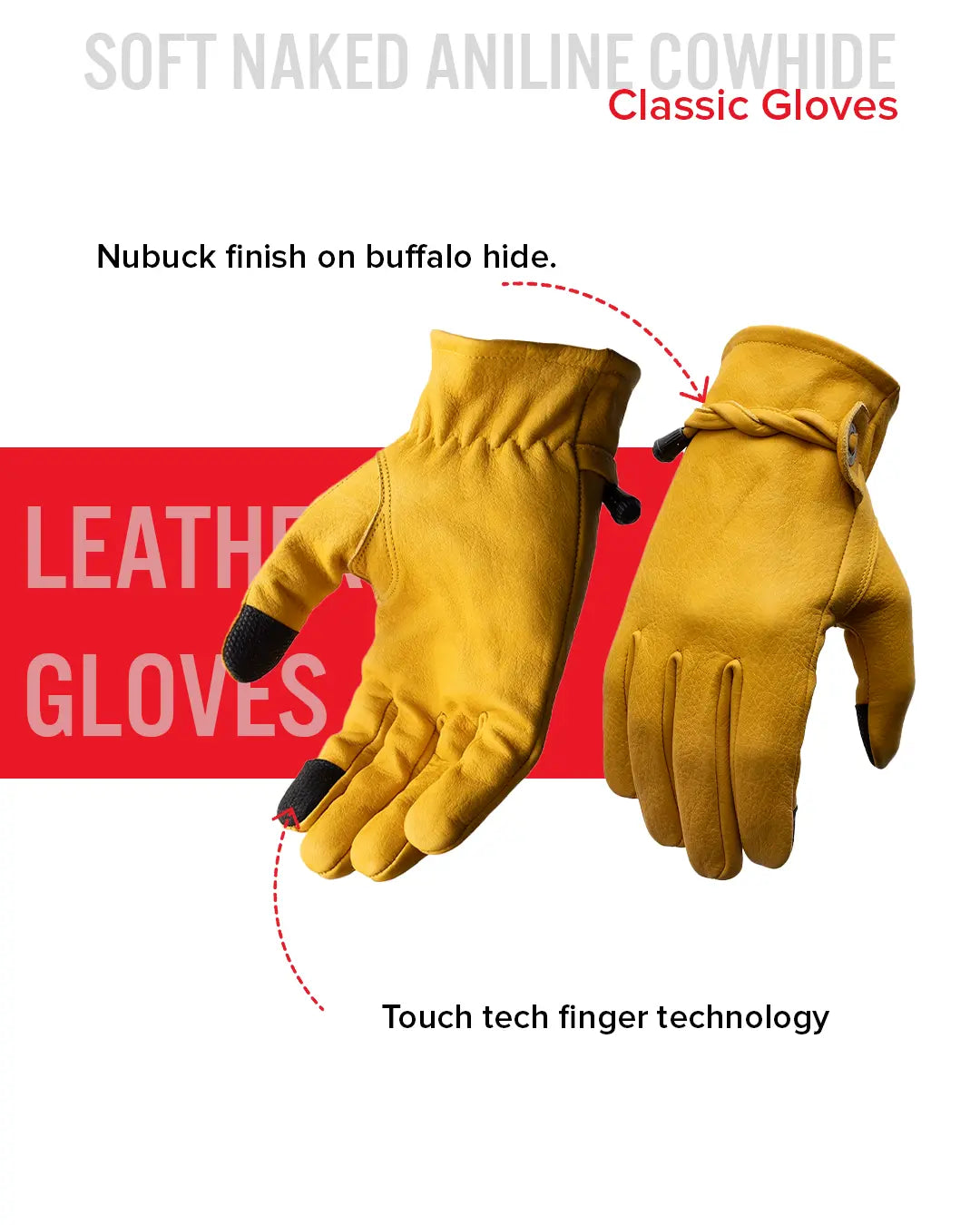 Ranch Men's Motorcycle Leather Gloves