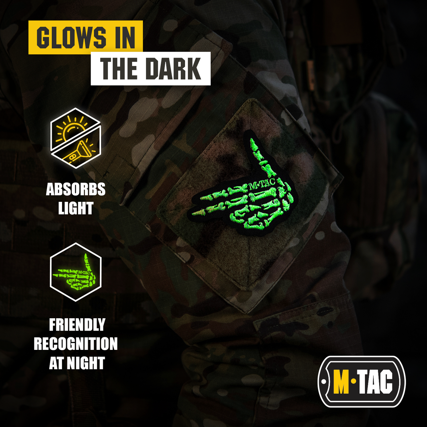 M-Tac GITD Patch Skeleton Shooter (Embroidered)