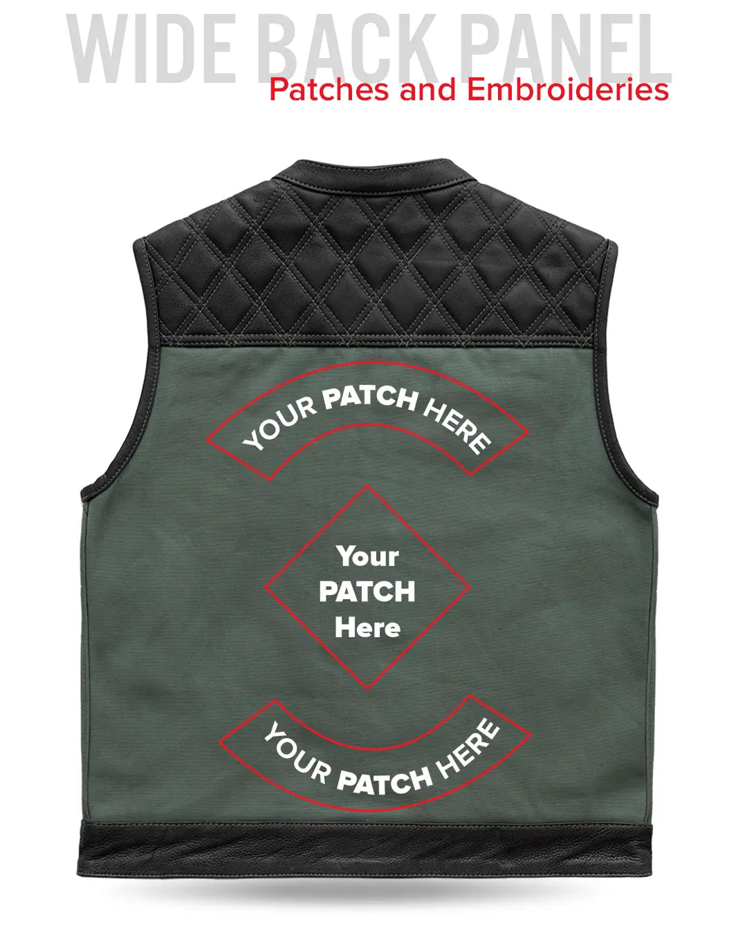 Hunt Club Motorcycle Leather Canvas Vest Green