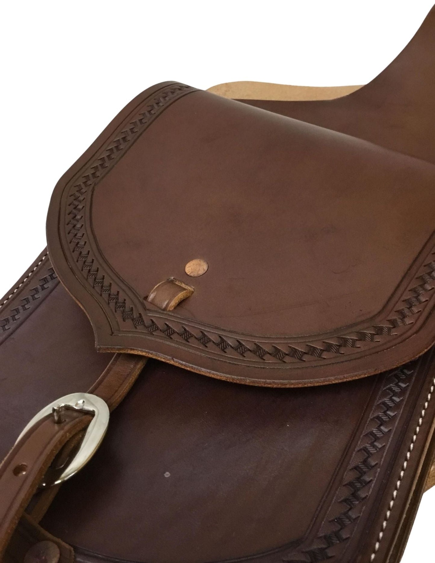 Premium Leather Saddle Bag with Hand Tooled Border- 9"