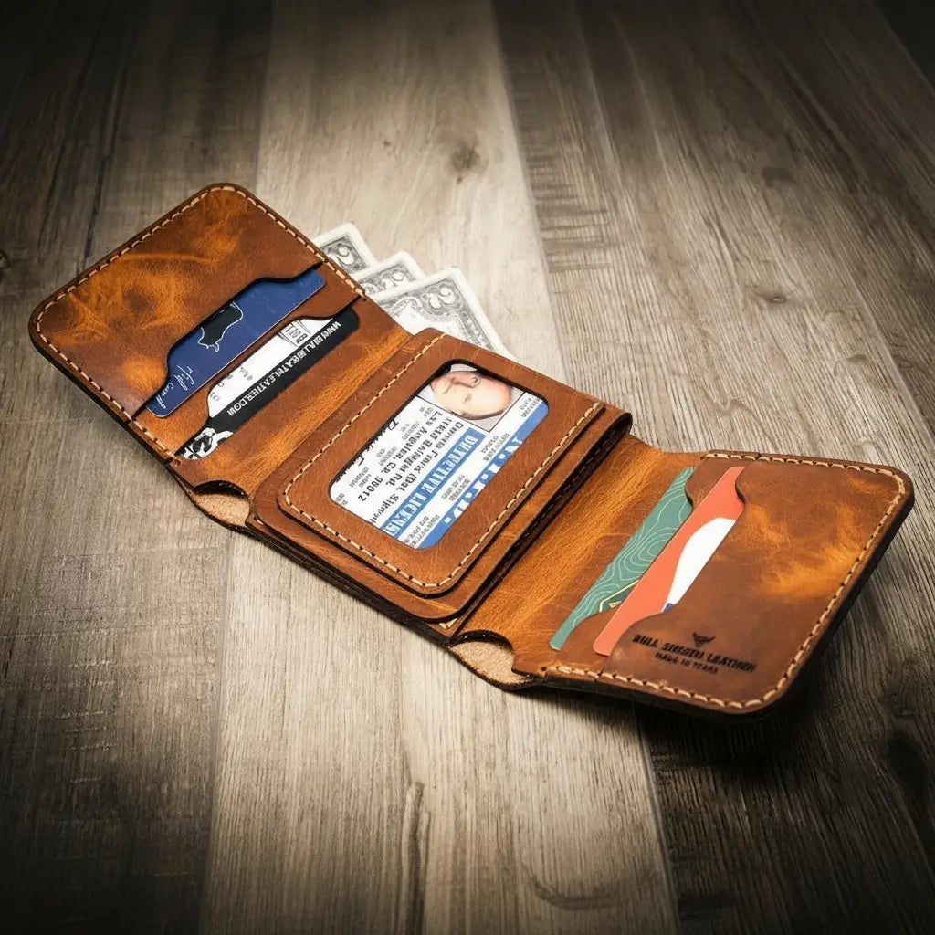 Badge Trifold Wallet - Chestnut Brown