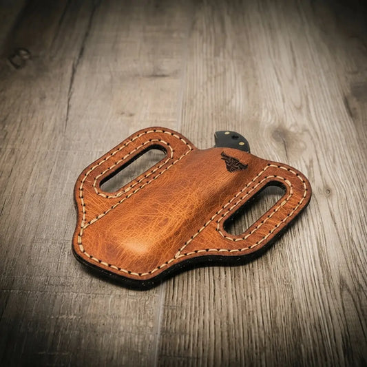 Custom Leather Knife Sheath - Chestnut Brown