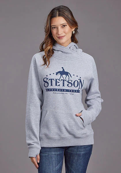 Stetson Rider Logo (Grey) - Women's Hoodie Sweatshirt