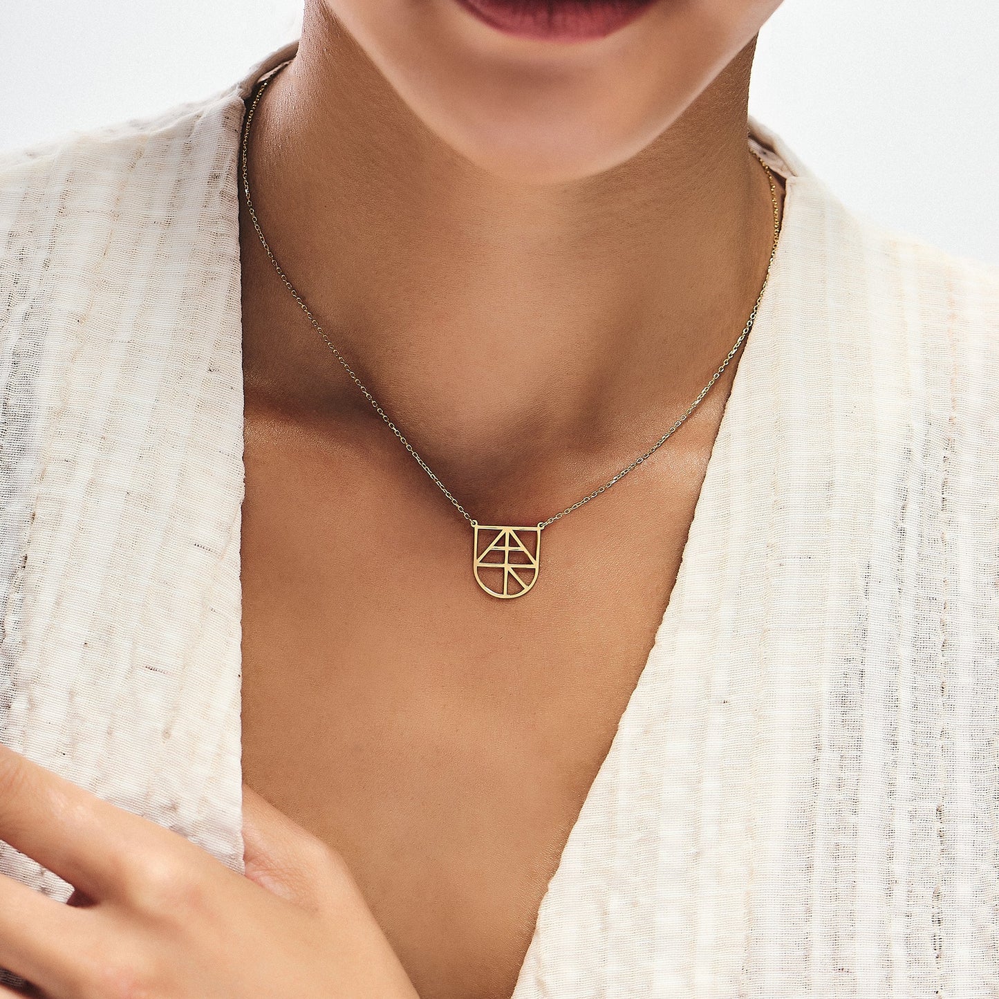 Gold Name Logo Necklace, Unique Womens Style Jewelry