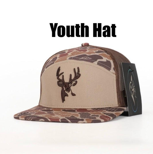 Youth 7 Panel Brown Old School 3 D Puff Buck w/ Brown Mesh