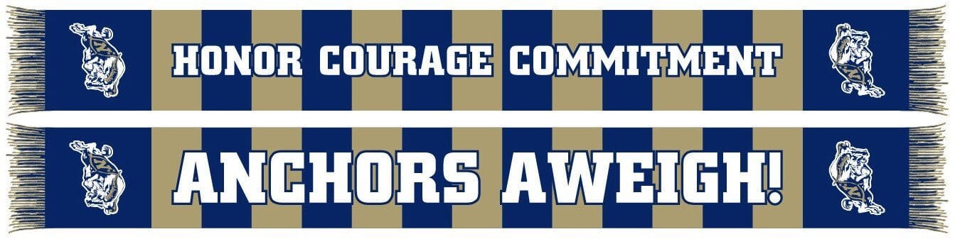NAVY SCARF - Blue and Gold Bars