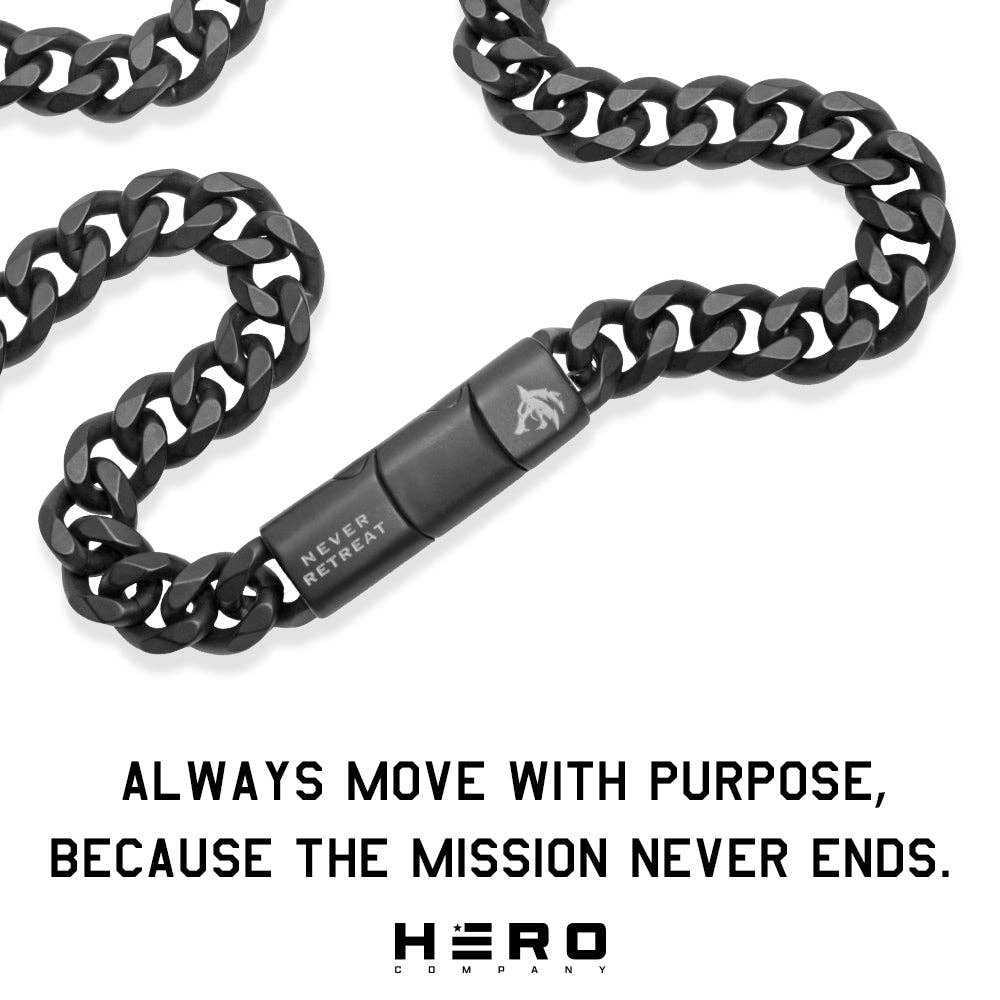 Never Retreat Alpha Wolf Cuban Link Necklace: Helps Pair Veterans With A Service Dog Or Shelter Dog -Faire