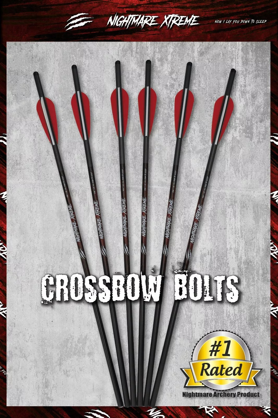 NIGHTMARE XTREME Crossbow Bolts Carbon Half Moon Nocks 6Pcs 20"