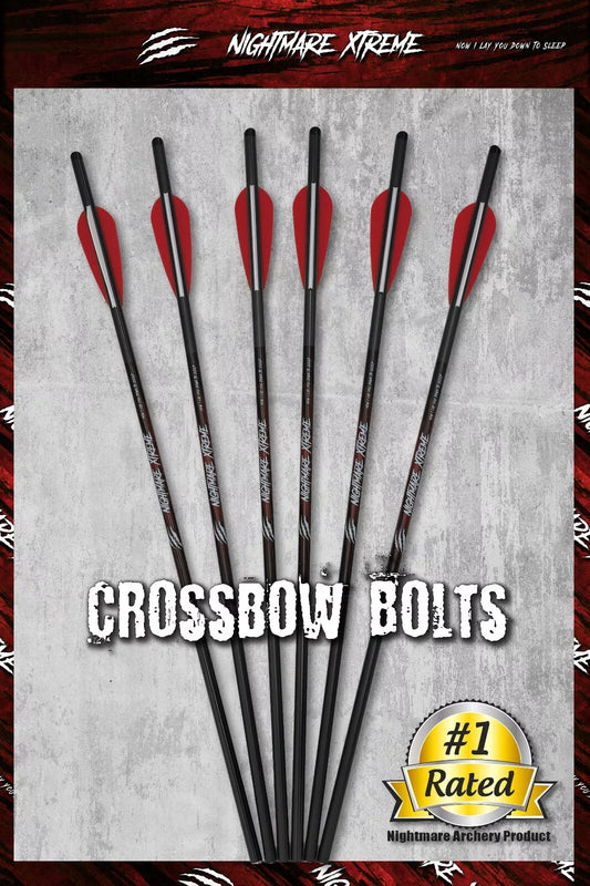 NIGHTMARE XTREME Crossbow Bolts Carbon Half Moon Nocks 6Pcs 20"