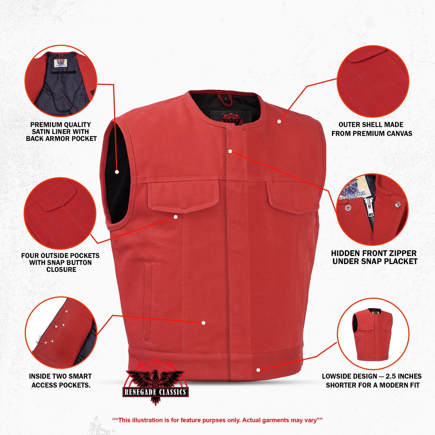 Rustmark Blaze™ Lowcut Mens Textile Motorcycle Vest