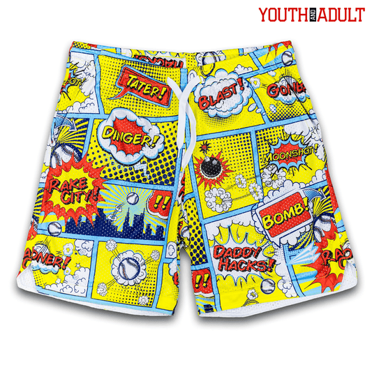 Comic Book Bombs Lifestyle Baseball Mesh Shorts