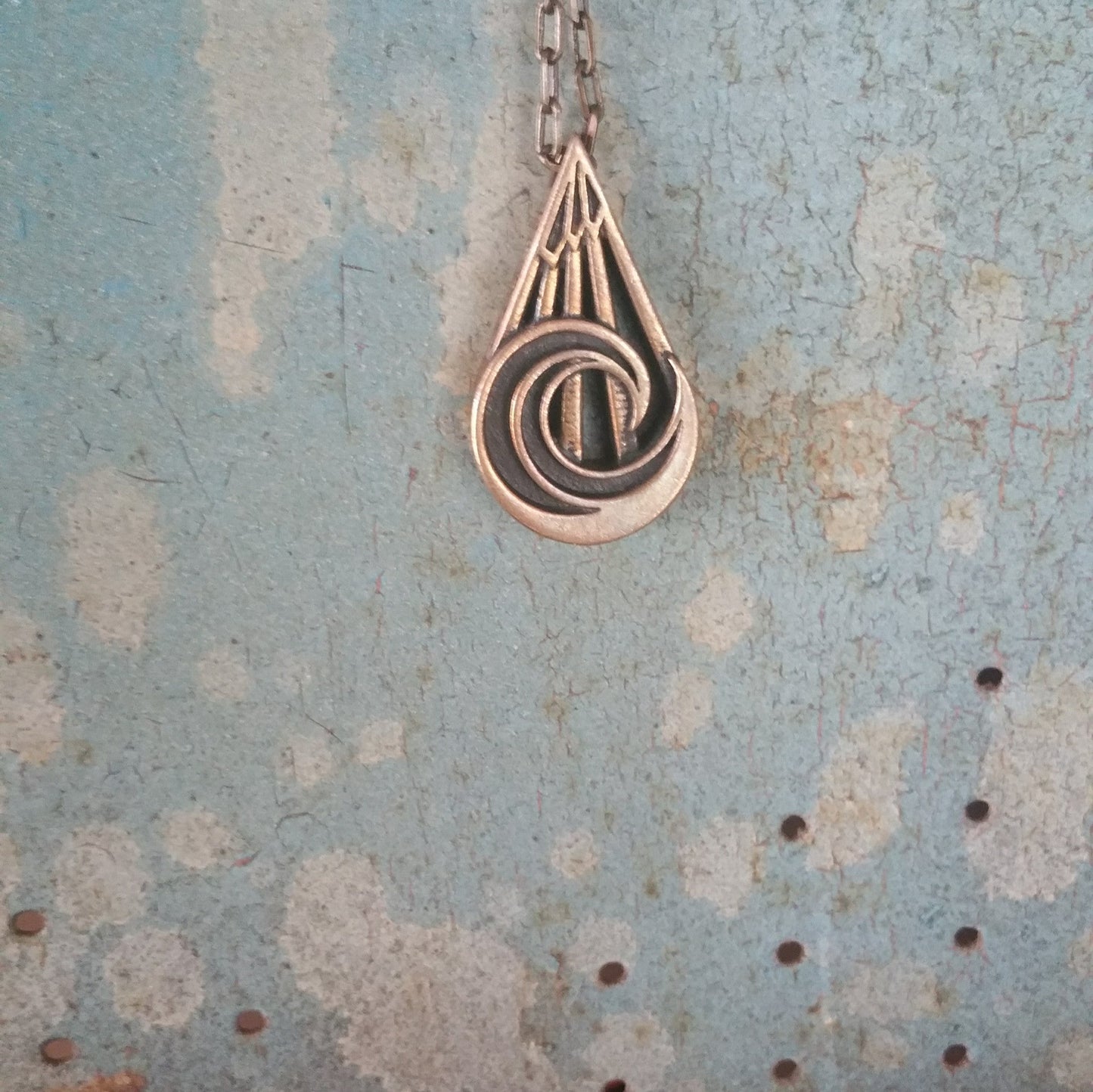 PEACE Mountain Wave Necklace - Bronze