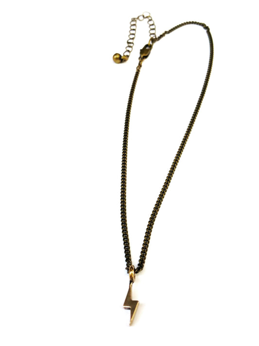 Mini Bolt Necklace - Bronze Choker Charm