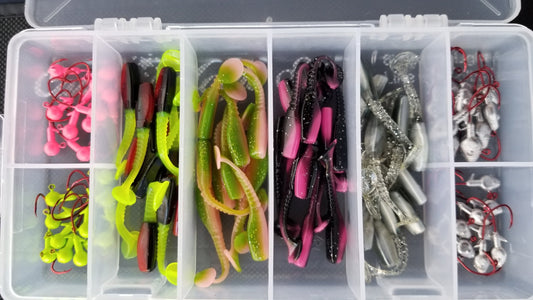 Cam's Complete "2" Swim Vibrating Paddle Tail Shad with (Bite Juice) Starter Assortment Package Kit