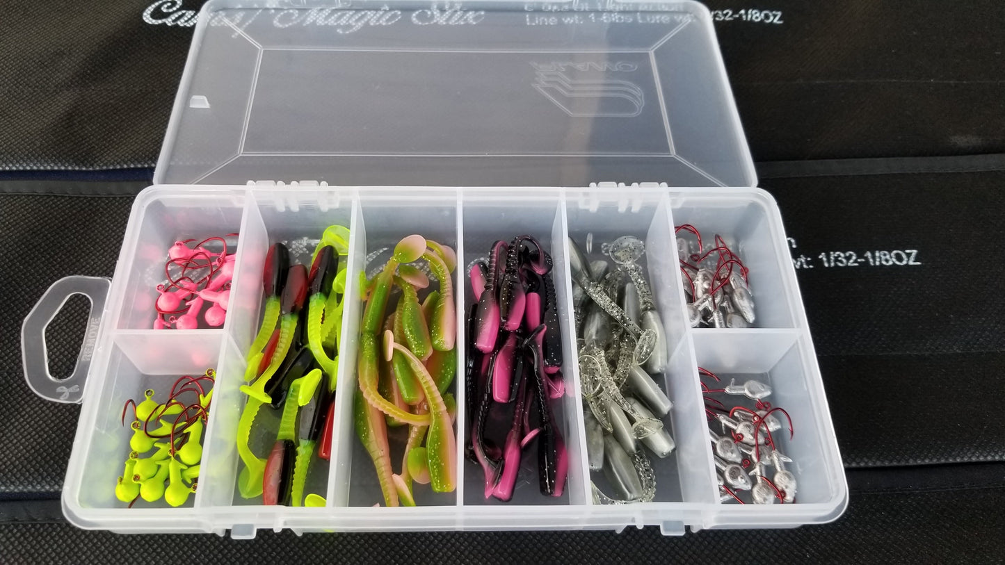 Cam's Complete "2" Swim Vibrating Paddle Tail Shad with (Bite Juice) Starter Assortment Package Kit
