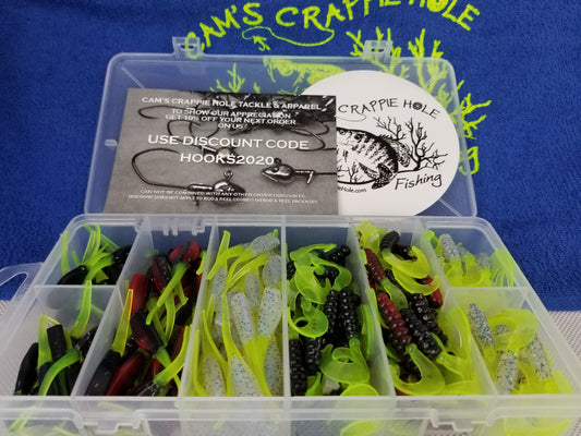 Cam's Complete All Plastic  Curly Tail & Stinger Shad [Hologram Flake] Assortment Package Kit