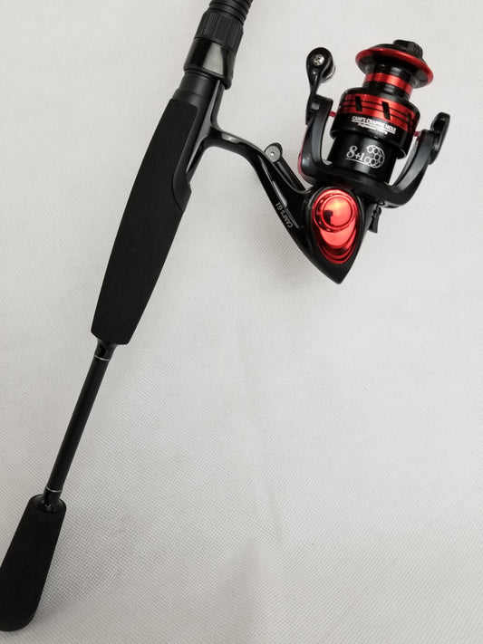 Cam's 6'2"  (8+1) BB Black & Red "War Horse" Magic Stik Rod & Reel Combo