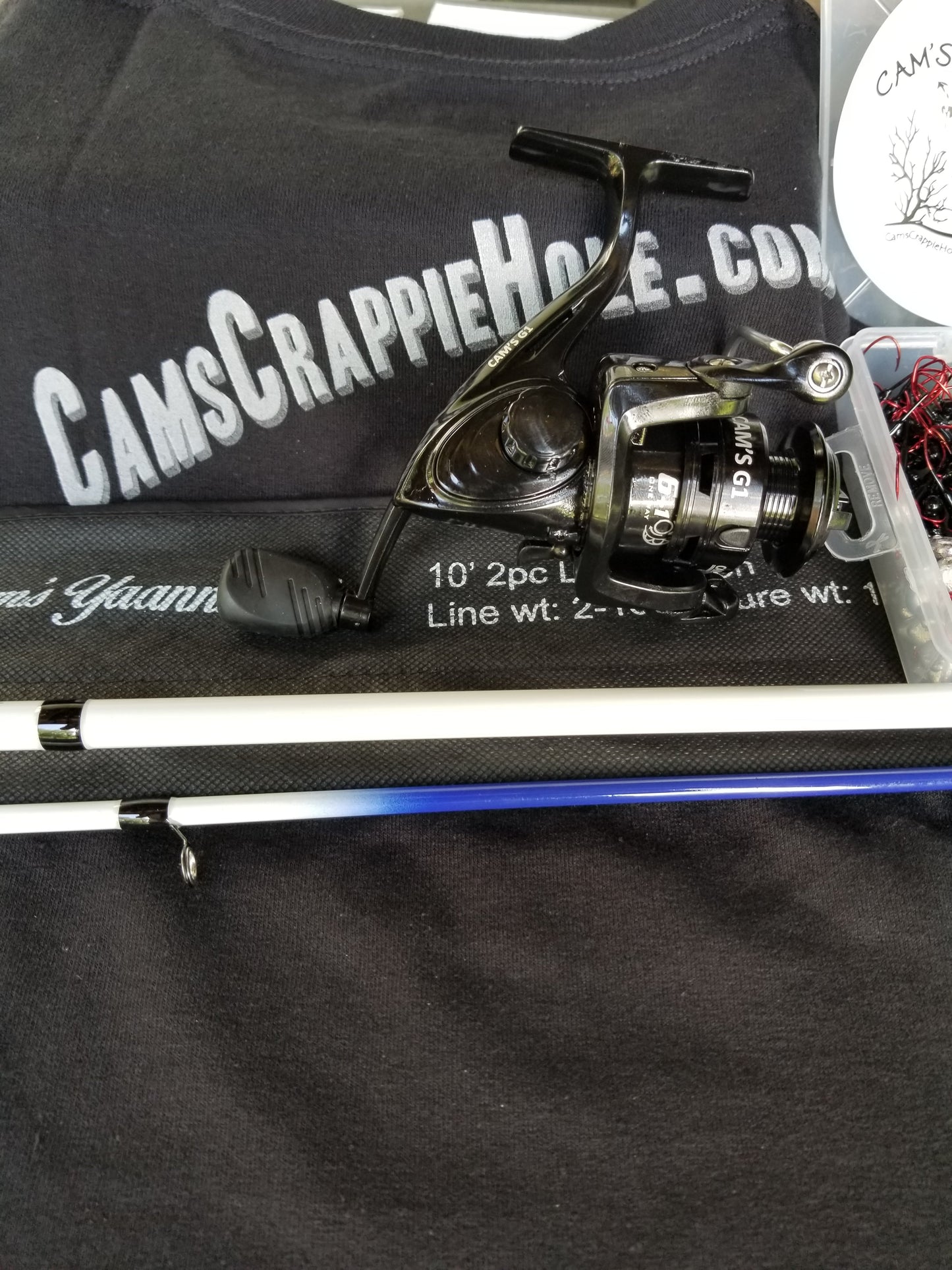 Cam's 10ft. 2pc. Yaannk Stik + 7 (BB)  Cam's Xtralite Reel + Plastics and Hooks Kit