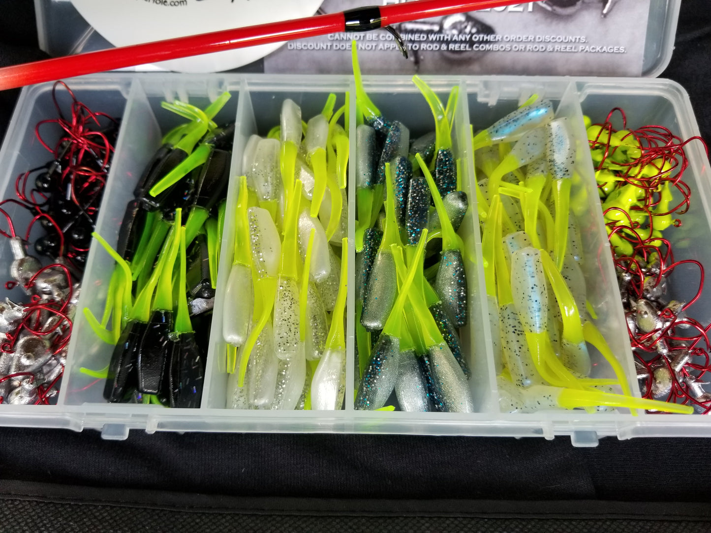 Cam's 9ft. 2pc. Yaannk Stik + 7 (BB)  Cam's Xtralite Reel + Plastics and Hooks Kit