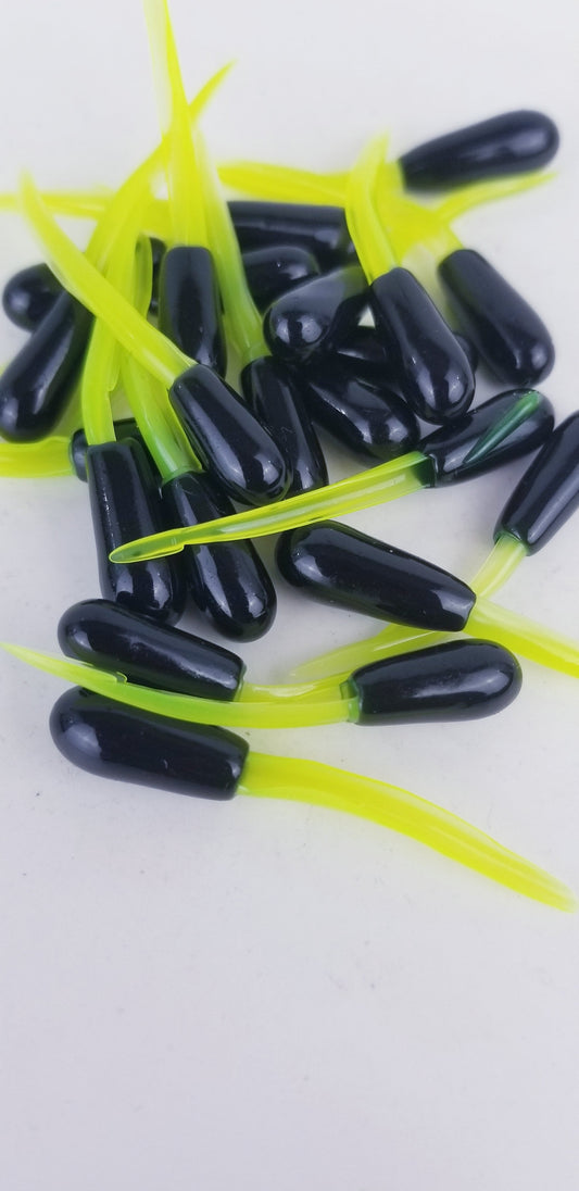 35 ct 1.5" Cam's KILLER STINGER "BLACK & CHARTREUSE" MINNOWS