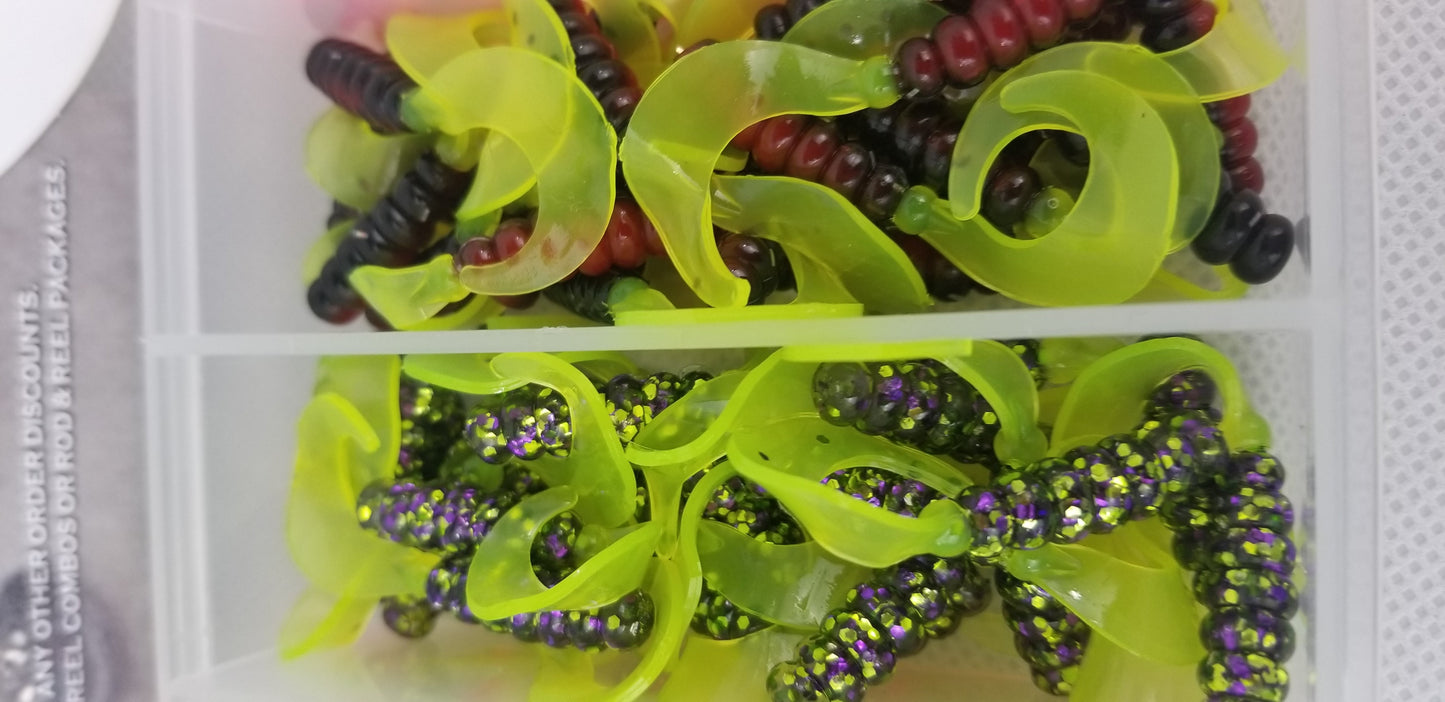 Cam's 3 in 1 Kit Combo [270pc.] Hand Painted Assortment "Nasty Bend Hooks" & All Plastic Curly Tail & Stinger Shad [Hologram Flake] Assortment Kit