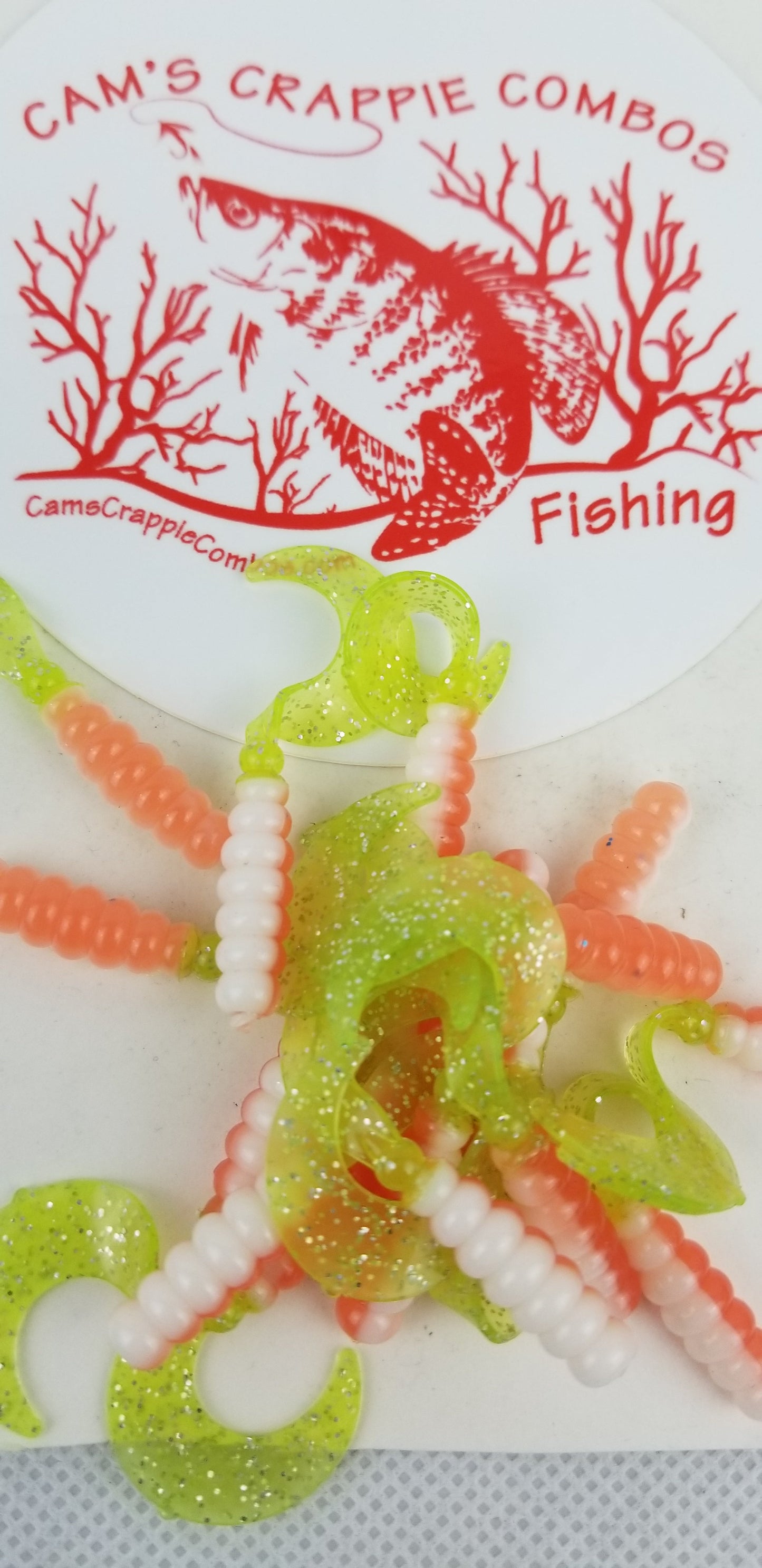 Cam's 2"(HOLOGRAM FLAKE)  CURLY TAIL 100pc ORANGE CRUSH Crappie Soft Jigs [A Cam's Exclusive]