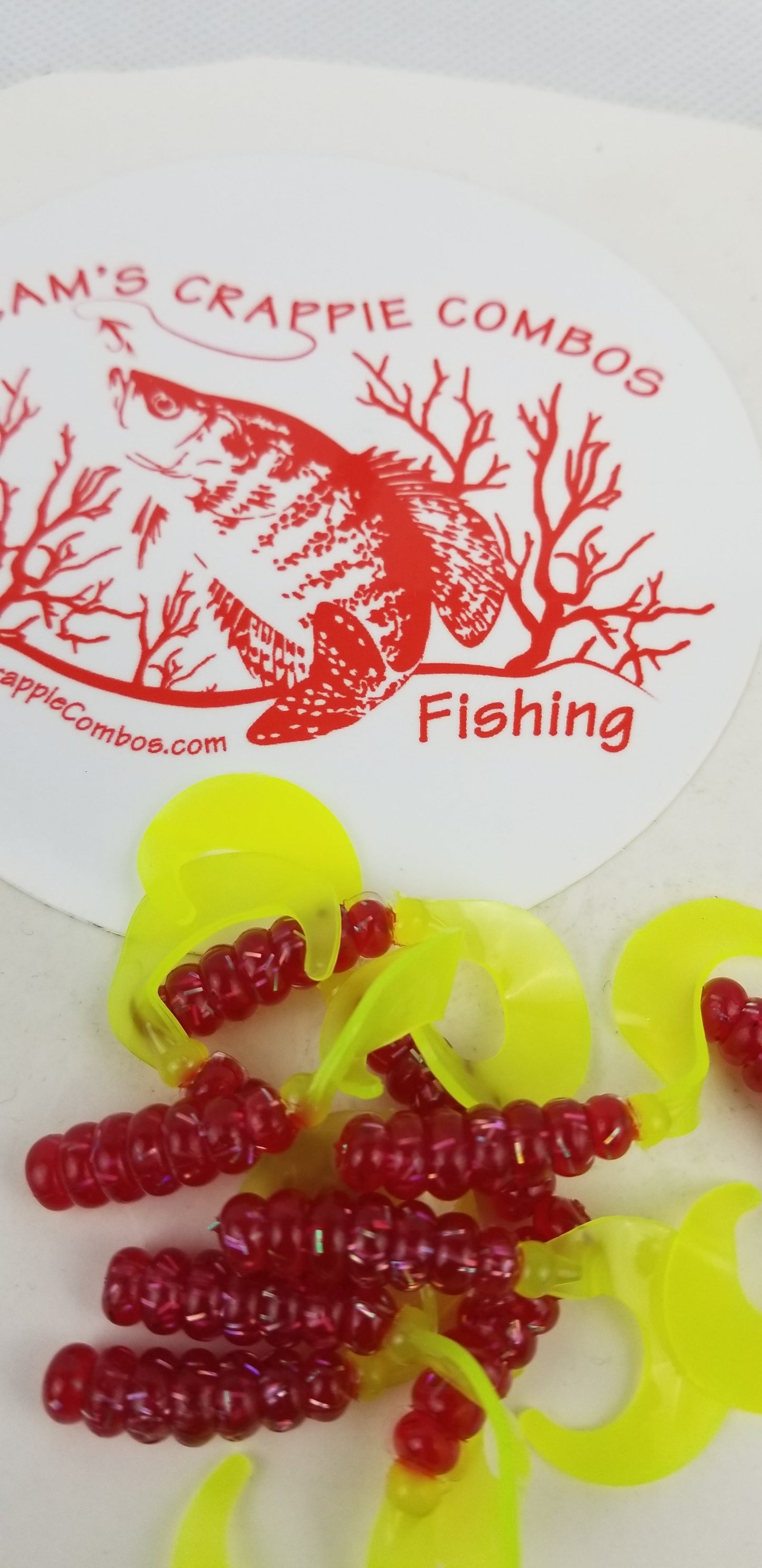 Cam's 2"(HOLOGRAM FLAKE) RED FIREBALL 100pc  Curly Tail Crappie Soft Jigs  [A Cam's Exclusive]