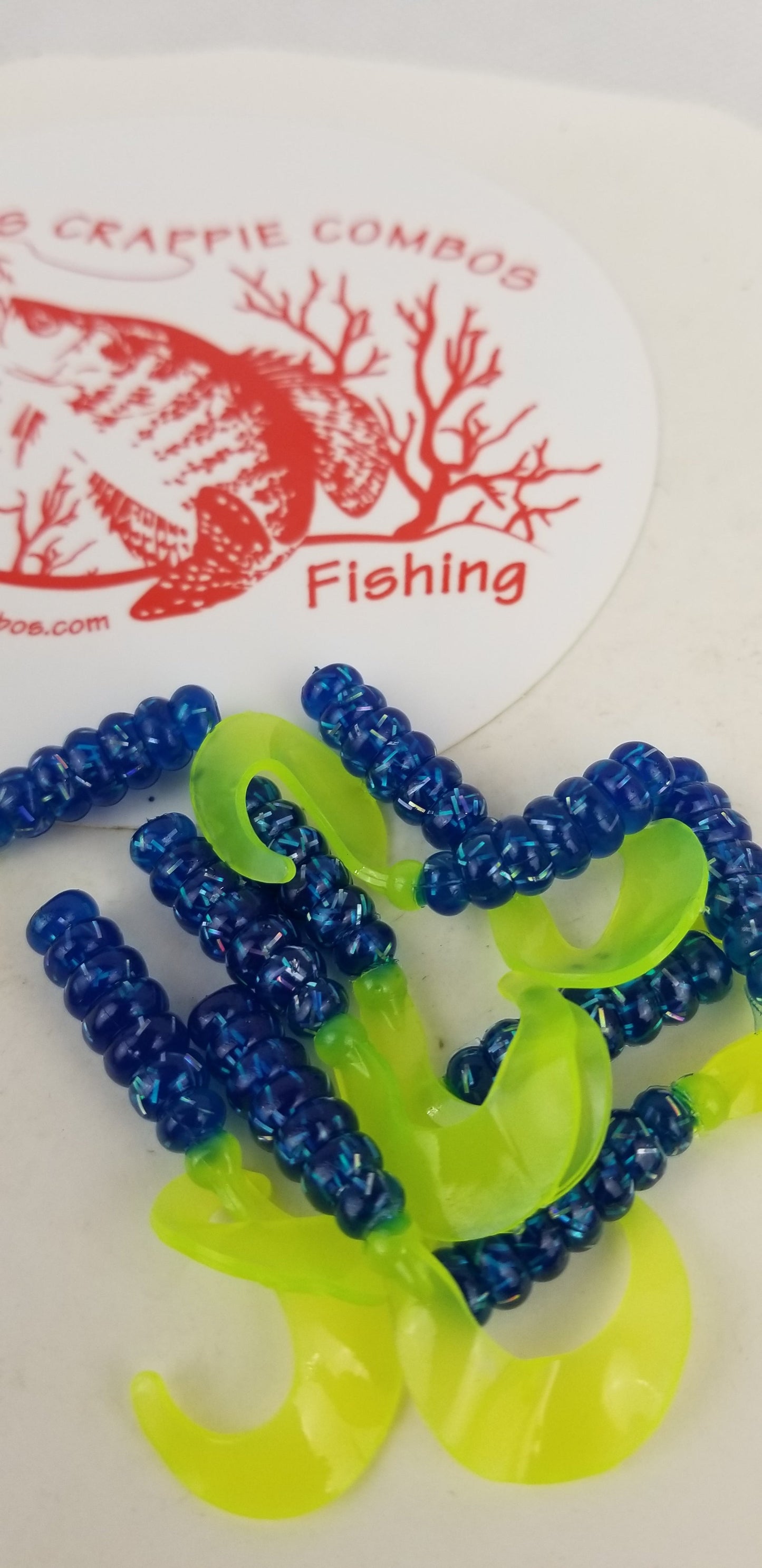 Cam's 2"(HOLOGRAM FLAKE) FIREBALL BLUE 35pc  Curly Tail Crappie Soft Jigs  [A Cam's Exclusive]