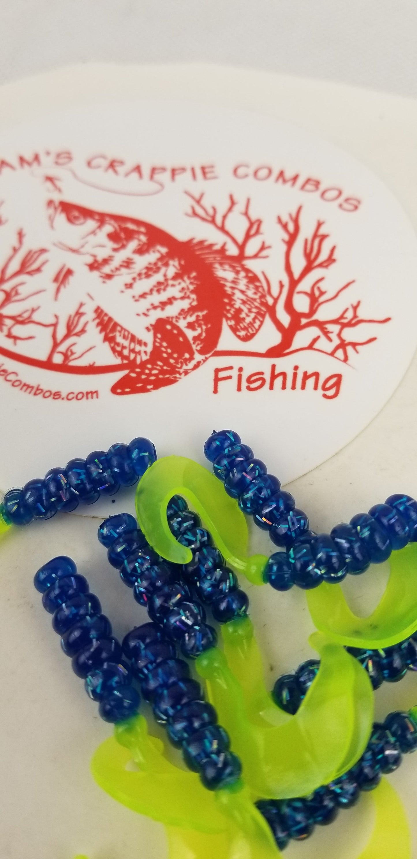 Cam's 2"(HOLOGRAM FLAKE) FIREBALL BLUE 100pc  Curly Tail Crappie Soft Jigs  [A Cam's Exclusive]