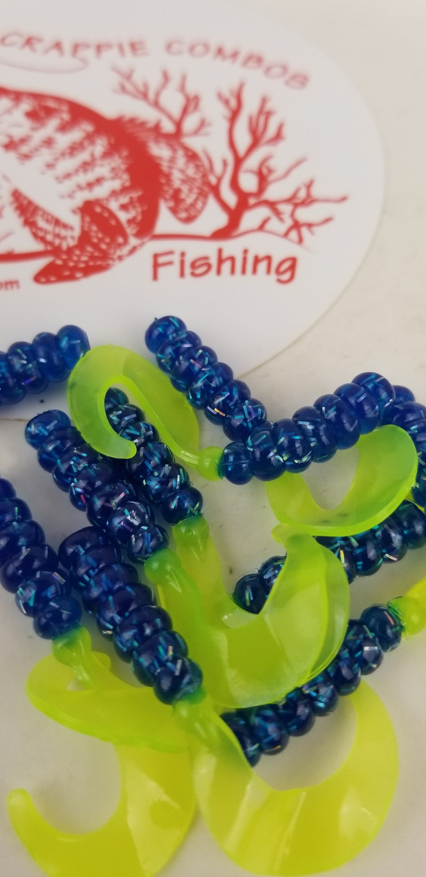 Cam's 2"(HOLOGRAM FLAKE) FIREBALL BLUE 35pc  Curly Tail Crappie Soft Jigs  [A Cam's Exclusive]